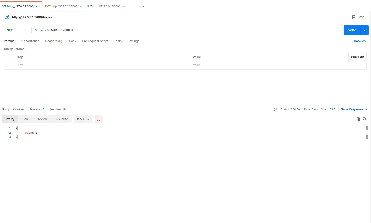 GET request in postman to test Flask REST API