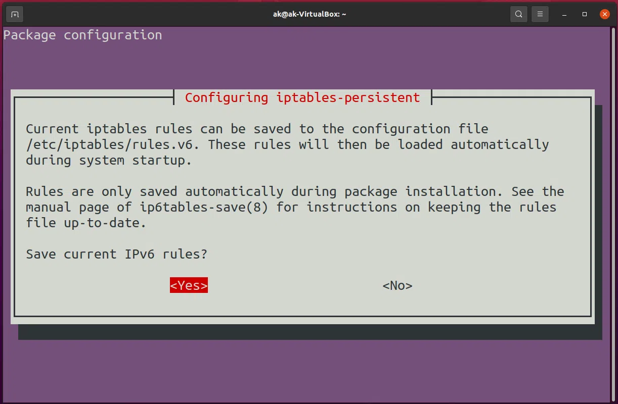iptables-persistent configuration for iptables rules of ipv6 iptables-persistent configuration for iptables rules of ipv6