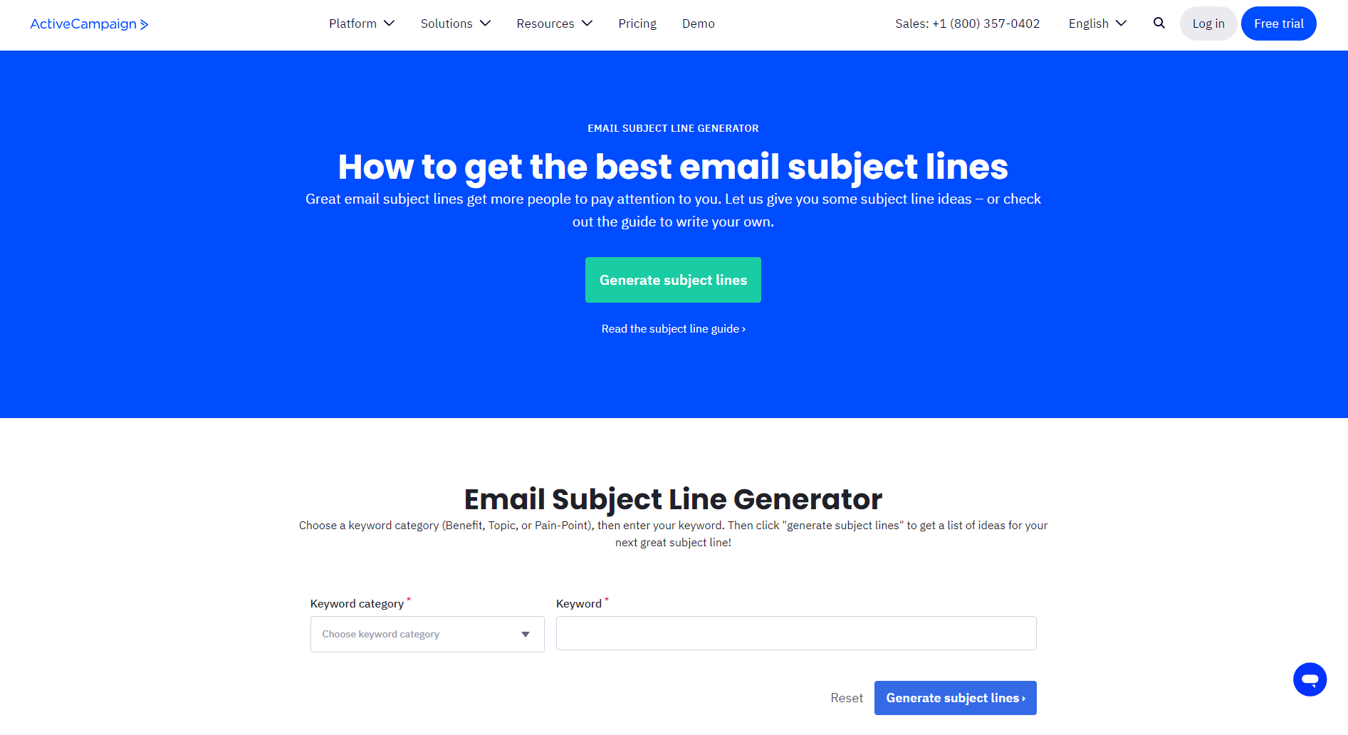 ActiveCampaign’s Subject Line Generator