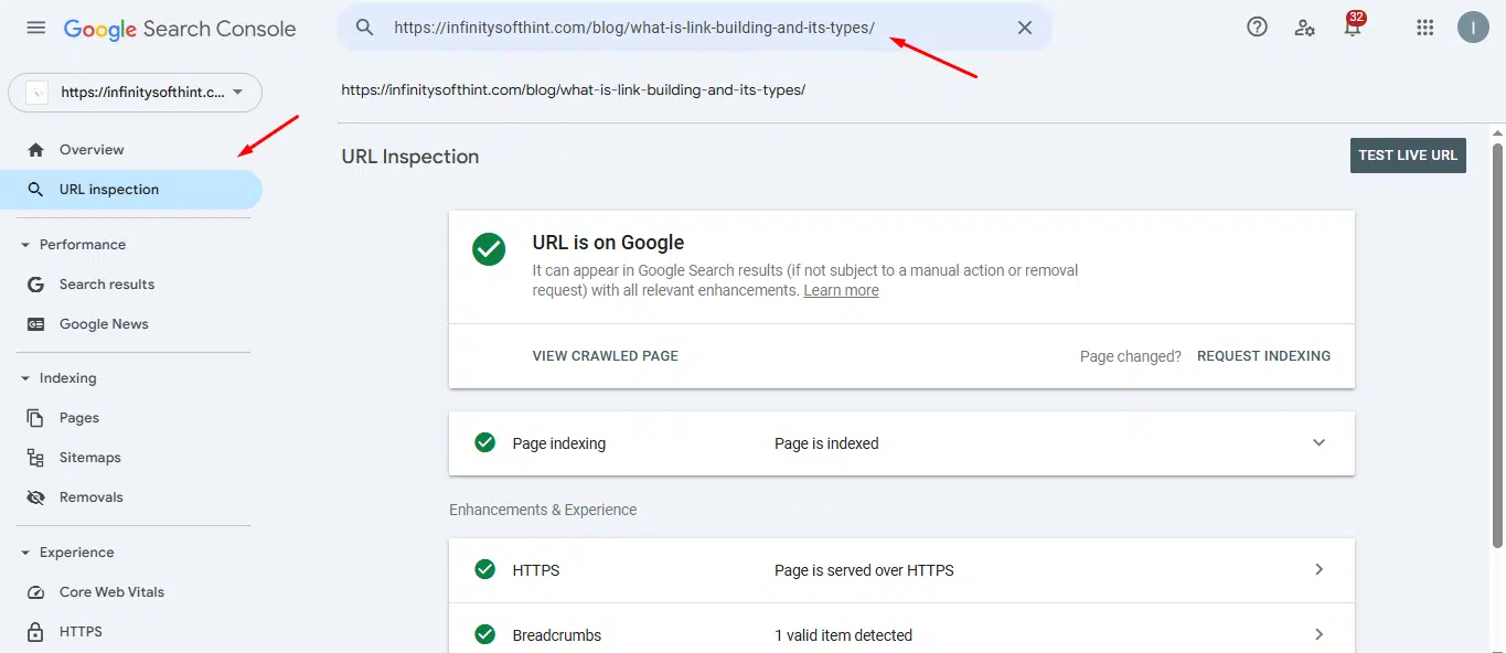 Google Search Console's URL Inspection Tool