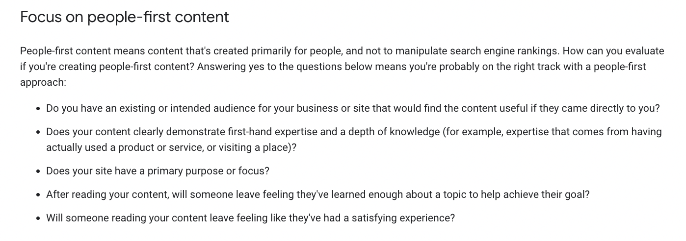 Write helpful content Write helpful content