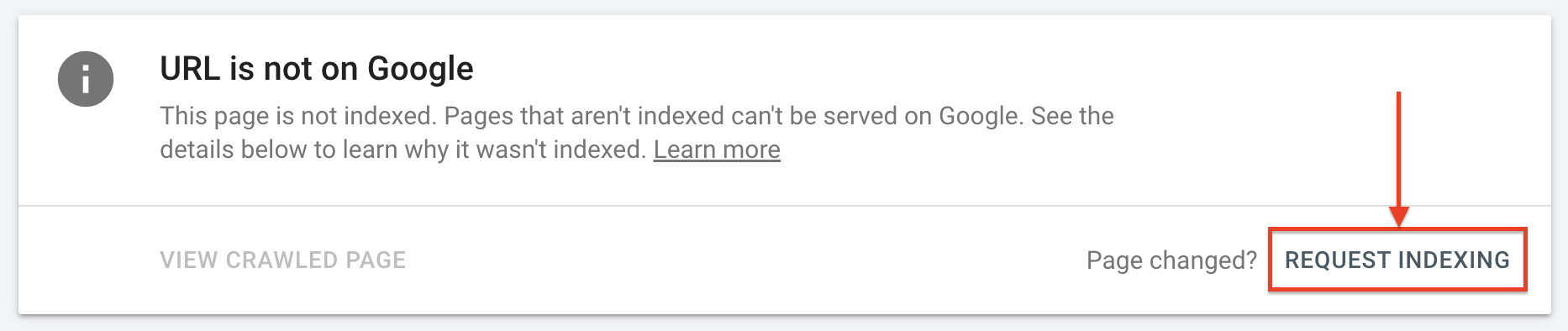 Request indexing Request indexing