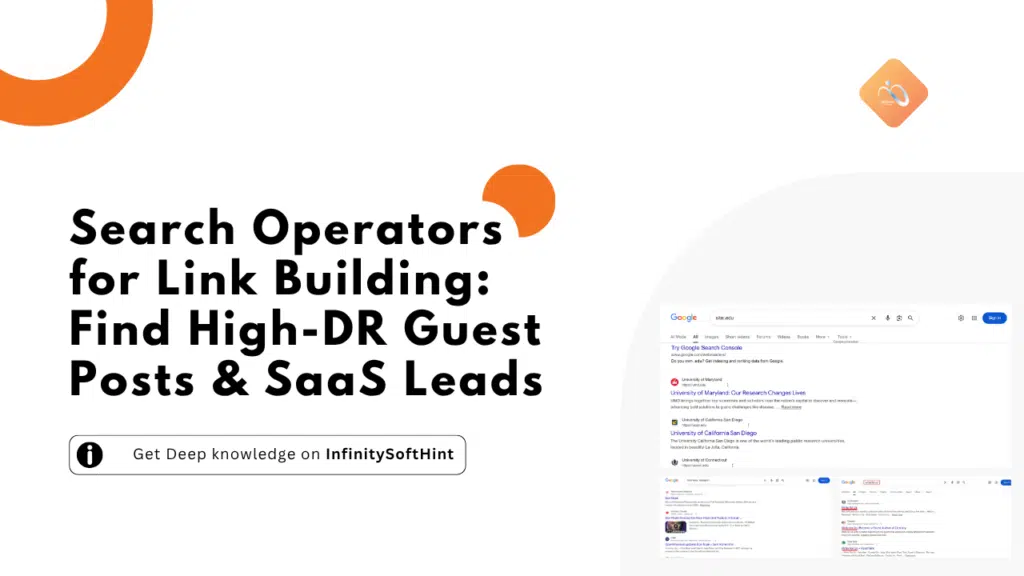 Search operators for link building to find high-domain guest posts and SaaS leads for effective outreach strategies.