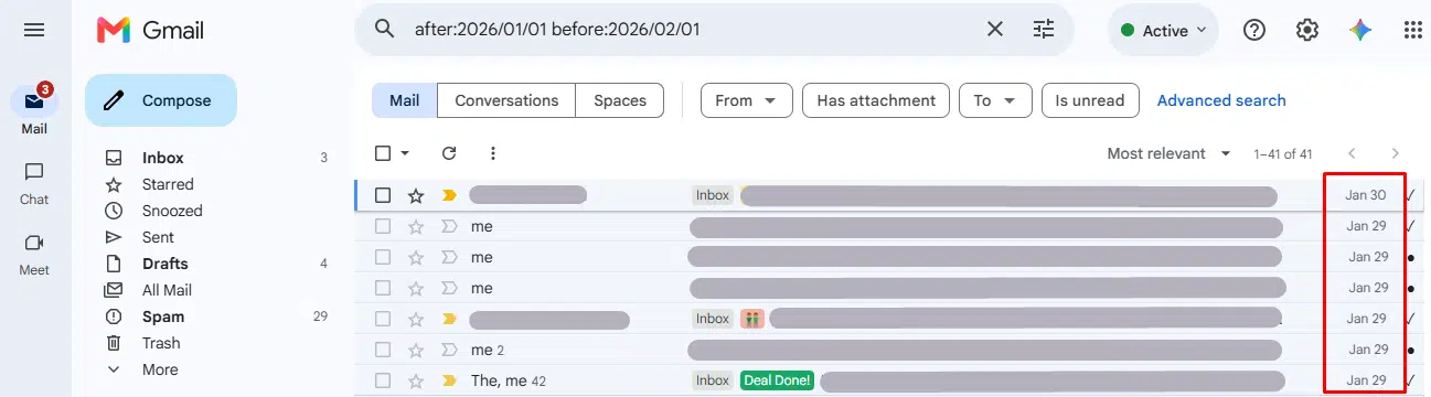 after: and before: Date — Combine Gmail Search Operator Using combine after: and before: date operator which shows emails between the specific date Range.