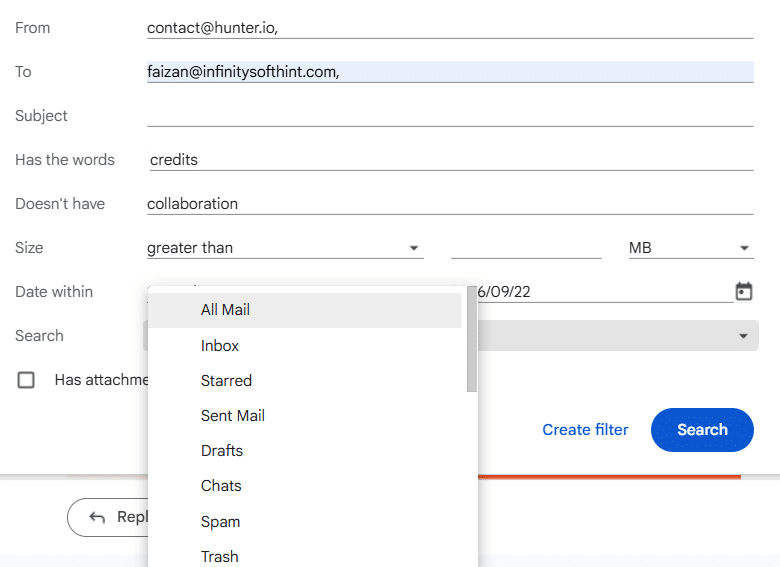 Choosing automated actions like Skip the Inbox and Apply label for Gmail filter